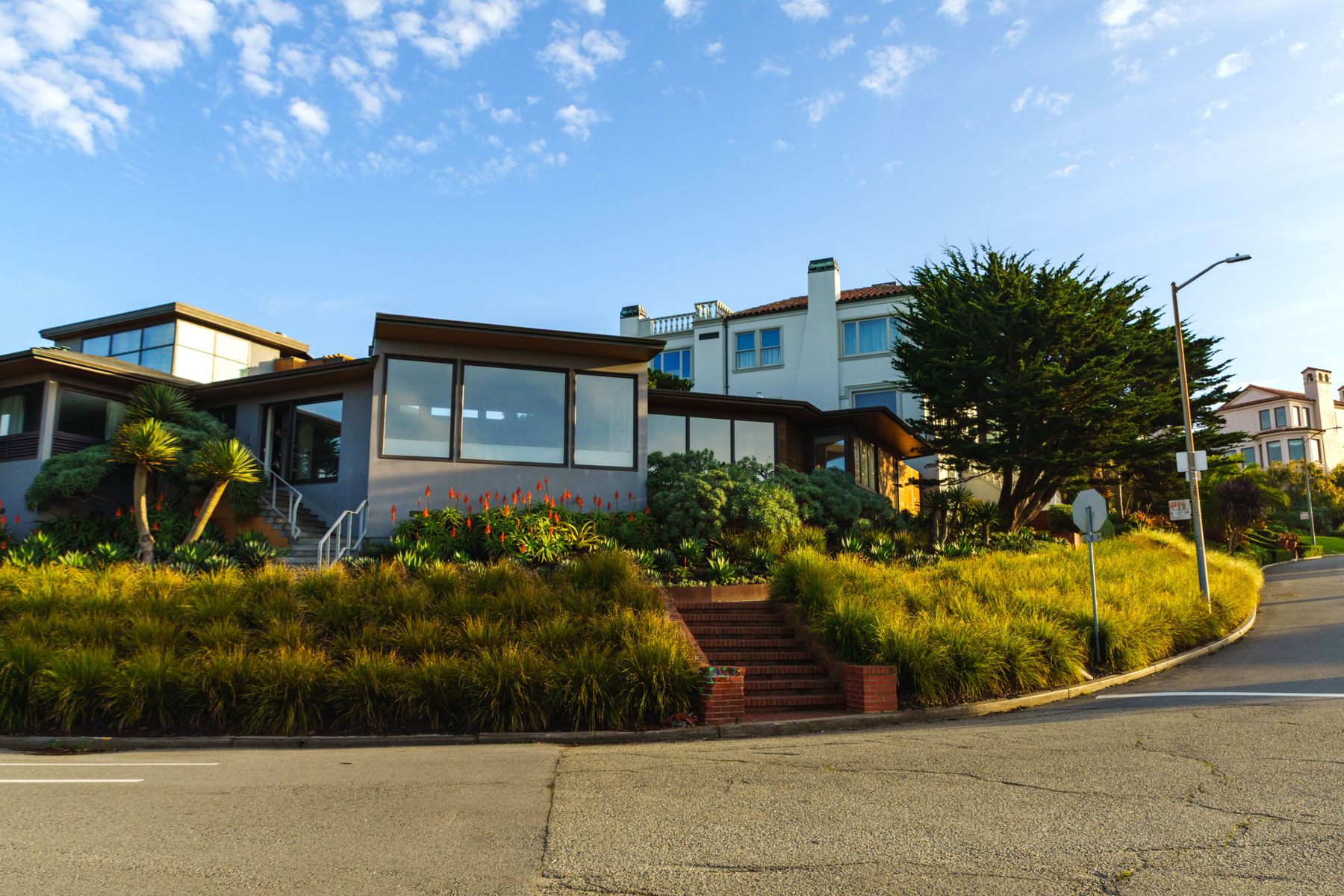 Modern coastal residence surrounded by landscape